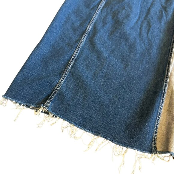 Zara Strapless Denim Dress Midi Length High Slit Rare Stretch Size Large Women's - Picture 6 of 12